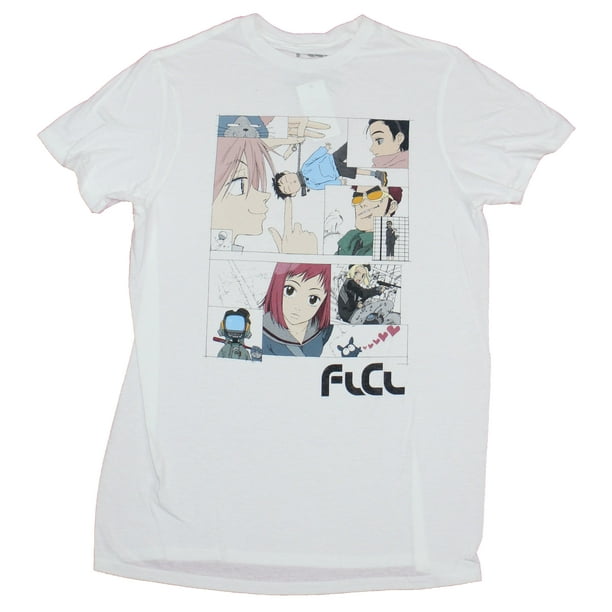 FLCL Logo Mans Plus Size Short Sleeve T-Shirt Classic Round Neck Ultra Cotton Tee Tops Black 